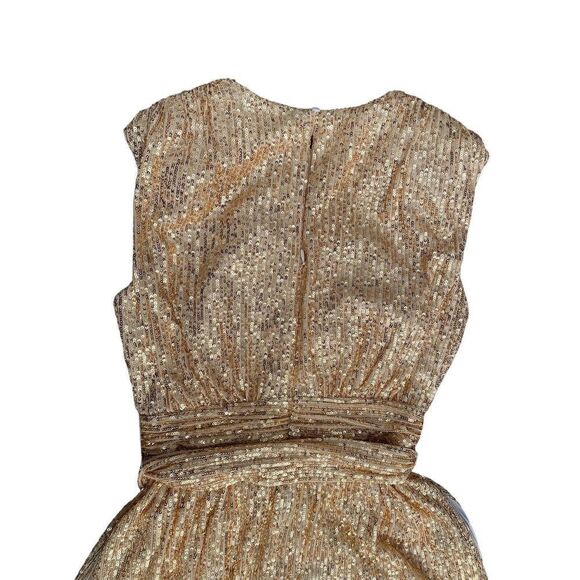 LDT Women's Size 2 Gold Sequin Ivy Goddess Long Gown Dress - Picture 6 of 14